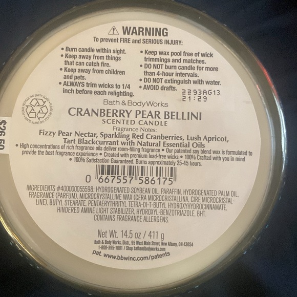 Cranberry Pear Bellini 14.5 oz candle - Picture 3 of 3